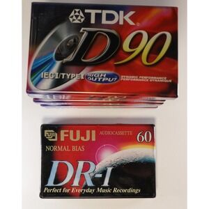 Sealed TDK D90 Type‎ I High Output Blank Audio Cassette Lot of 8 + Fuji DR-I 60